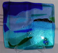 Glittering Ocean Glass Art Piece